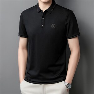 中青年夏季2022薄款男士短袖POLO衫透气时髦商务潮流半袖上衣P52,跑男紧身衣裤搭配短裤图片