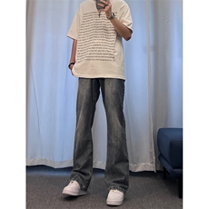 美式hiphop牛仔裤修身直筒微喇叭裤68，男装牛仔裤，星座310A-4