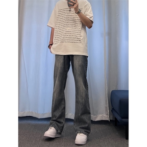 美式hiphop牛仔裤修身直筒微喇叭裤 68图片