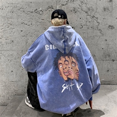 男装加绒连帽卫衣23秋冬新款头像印花男生外套XZ514-2-W6672-P78，女装短外套，星座514-2(原B239)