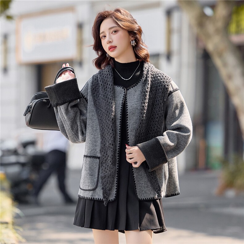 2025年冬季新款时尚羊毛毛呢短外套女,女装毛呢外套,沁沁公主