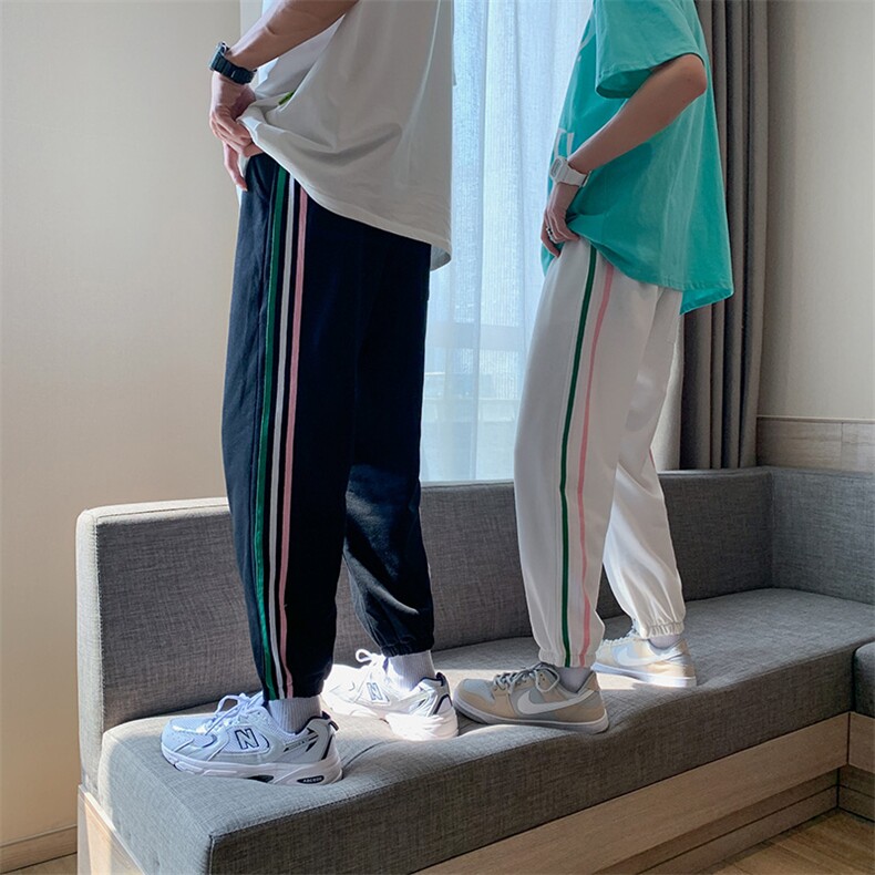 K2031-P45秋装男女情侣大码三条杠宽松抽绳束脚运动休闲卫裤控58,男装休闲裤,电商A009A（原A058A）
