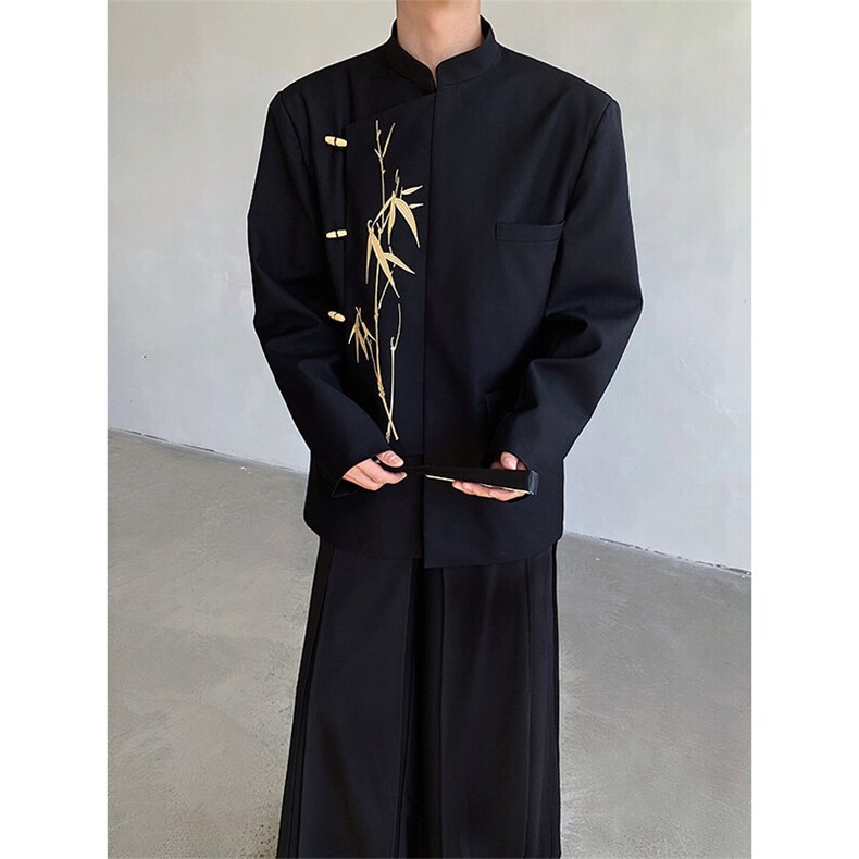 现货！25品质TR刺绣礼服新中式金竹立领西服男女同款xz97-p128,男装西服,电商B288