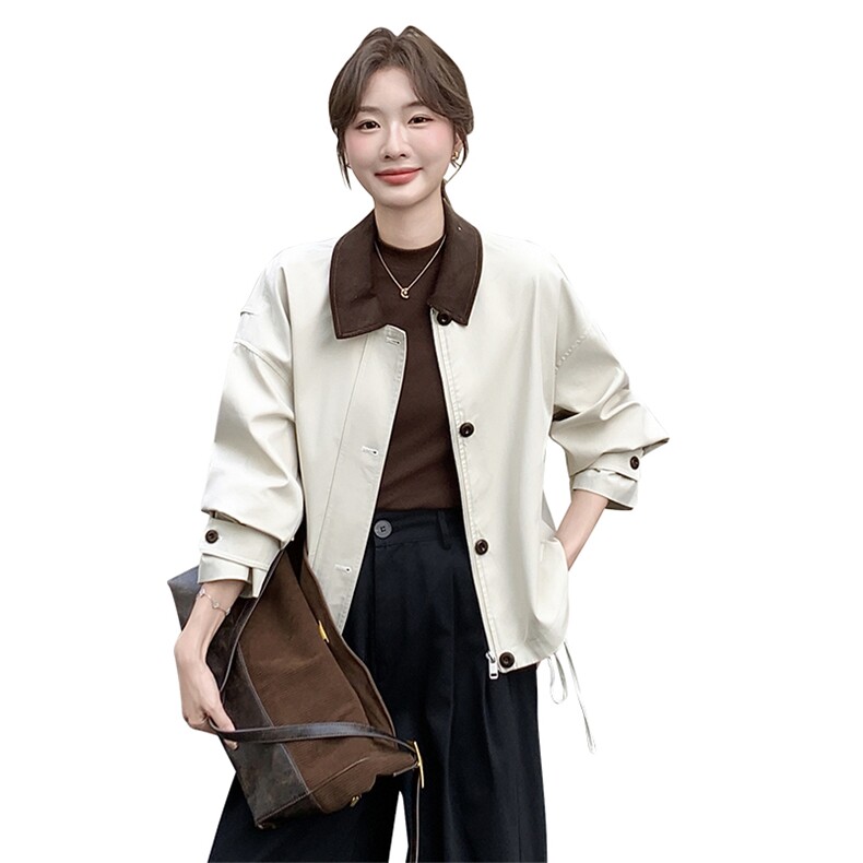 新款【现货】杏色韩系简约款192-628P160K228,女装风衣,浙宝192（原082）