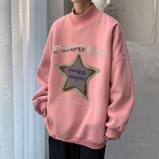 男装加绒加厚高领卫衣印花落肩袖情侣款打底衫XZ514-2-G87-P48，男装T恤，星座514-2(原B239)