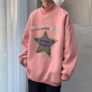 男装加绒加厚高领卫衣印花落肩袖情侣款打底衫 XZ514-2-G87-P48图片
