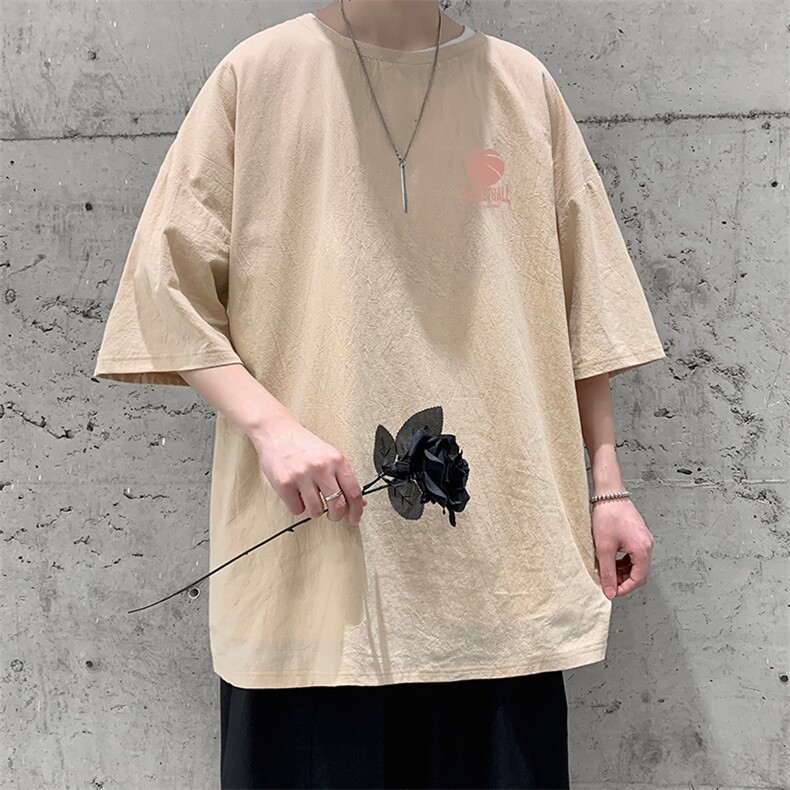 YT26237-P30亚短袖t恤男大码五分袖男宽松七分袖港风模特,男装T恤,电商A040