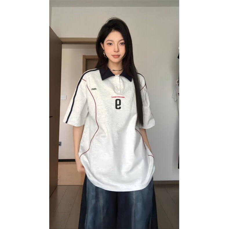BK909CC-特P46美式复古字母拼接运动polo短袖t恤男女,男装T恤,星座1007（原301D）