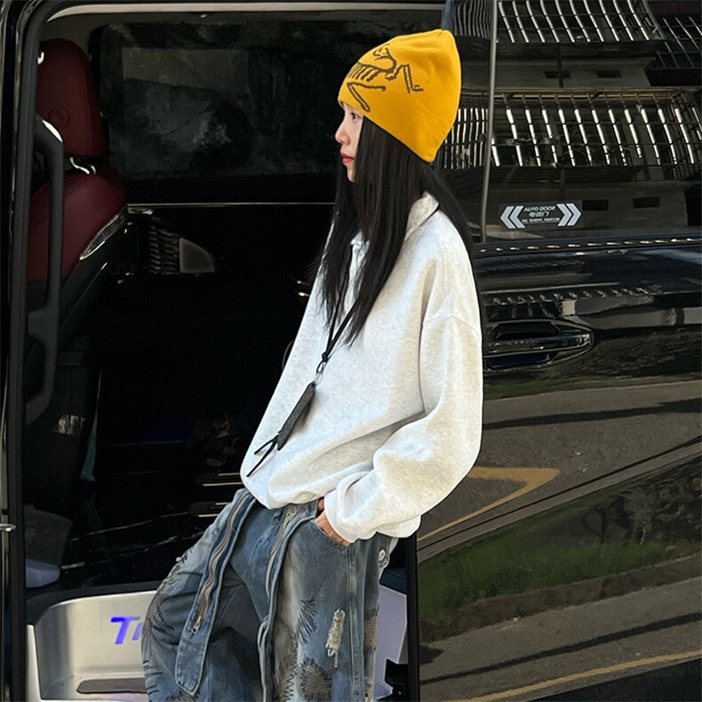 抖音得物高品质二开25秋冬美式高街结构设计POLO翻领卫衣外套W77,男装卫衣,电商A486-1