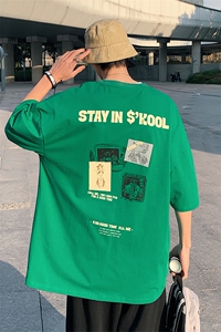 DX56 P35 港风纯短袖青少年学生百搭休闲潮流宽松T恤纯上衣图片