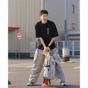 夏季男士日系开叉拉链运动短袖防晒凉感休闲T恤休闲百搭宽松半袖图片