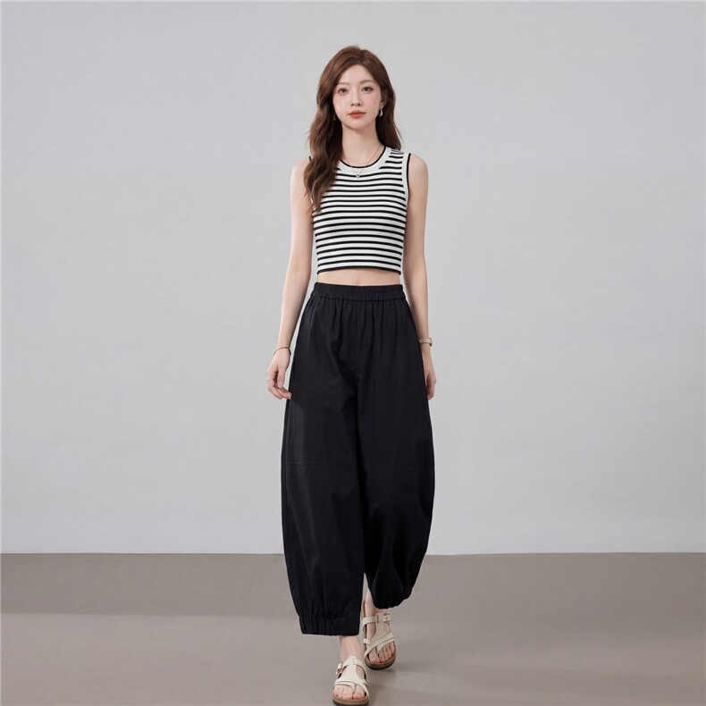 【夏季女装新款】时尚休闲简约百搭八分裤,女装休闲裤,缘衣格