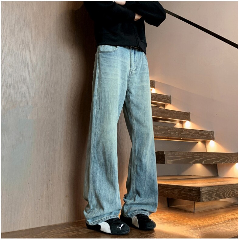 美式街头牛仔裤男春秋直筒宽松欧美高街vibe风长裤子N781-P45,男装牛仔裤,星座308B-2