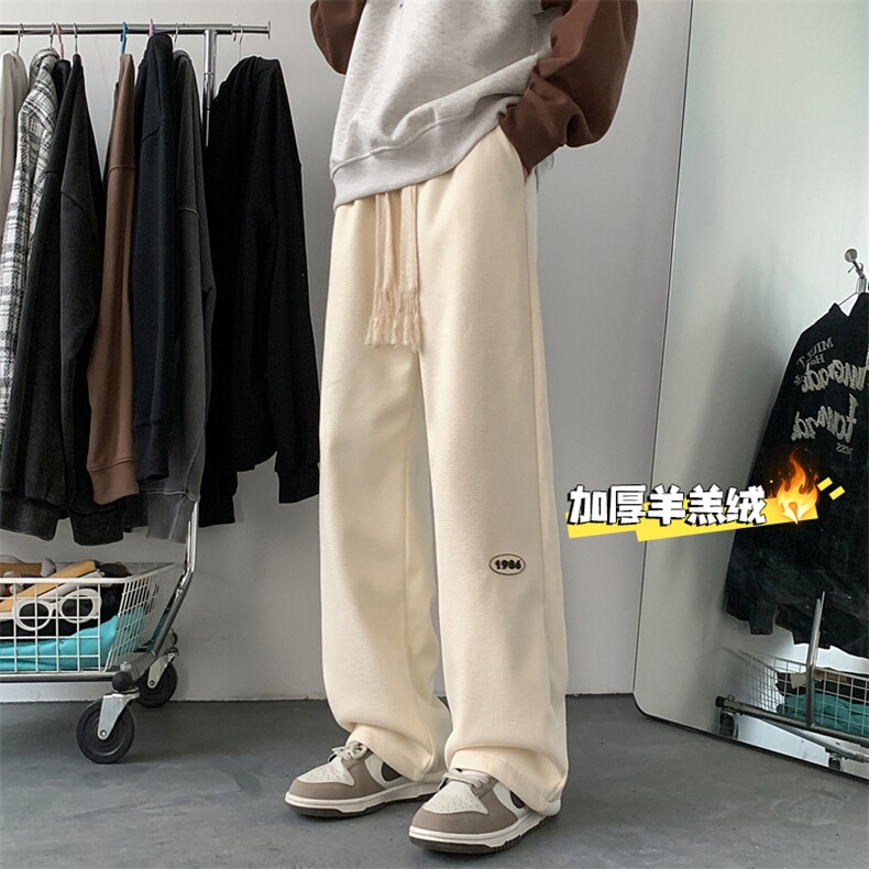 2025冬季新款华夫格贴标保暖羊羔绒直筒裤A316-1-K1212P45控65,男装棉衣,星座906（原电商a316-1）