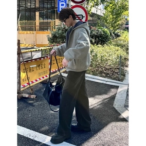 双拉链开衫卫衣男款秋季廓形美式高街重磅硬挺连帽外套 J06图片