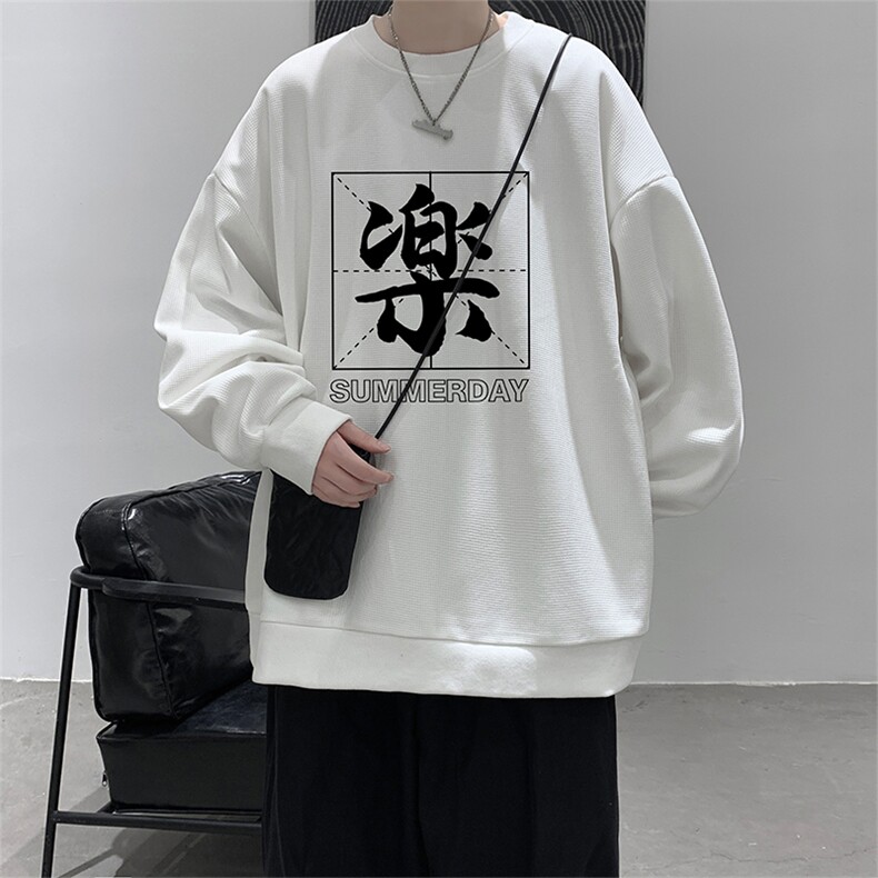 华夫格卫衣圆领卫衣男大码长袖t恤男外套 HW76197-P30加绒款-P40图片
