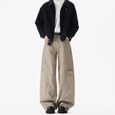 港风秋款男工装裤大口袋伞兵直筒弯刀休闲长裤h1322P55，男装工装外套，星座1013-1