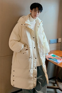wassup happy白色羽绒服男冬季潮牌加厚中长款白鸭绒保暖休闲外套图片
