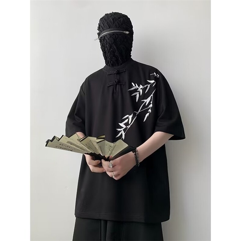 新中式衬衫男士短袖韩版潮流刺绣夏季2024新款ins外套CY738-P39图片