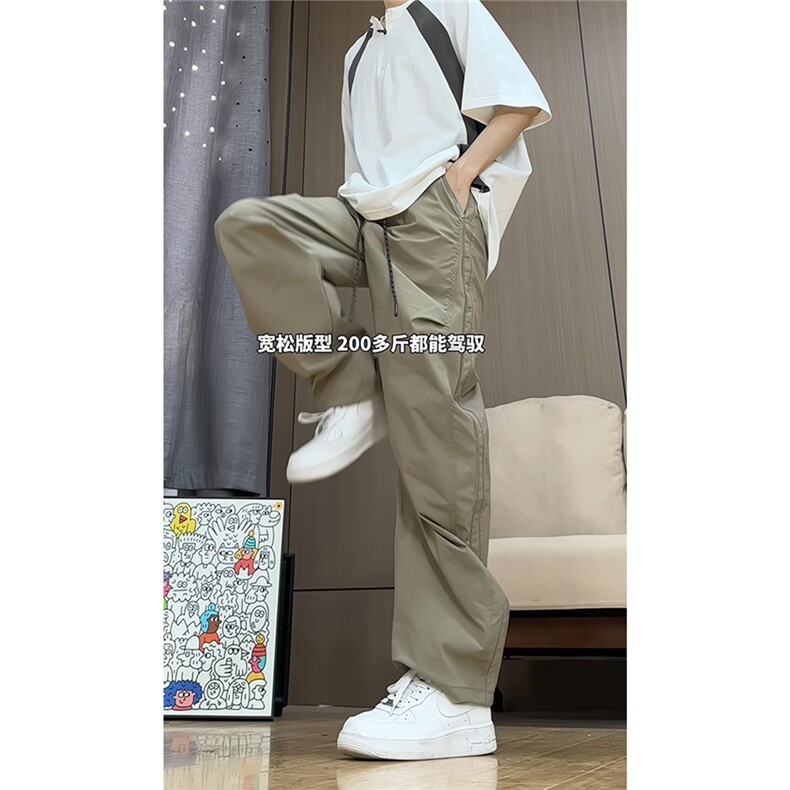 港风细格纹三杠织带褶皱设计大码M-5XL速干休闲裤CK78059P55控88，男装休闲裤，星座226-1