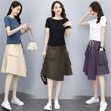 2025年夏季新款女装时尚休闲气质两件套套装，女装套装/套裙，关键词