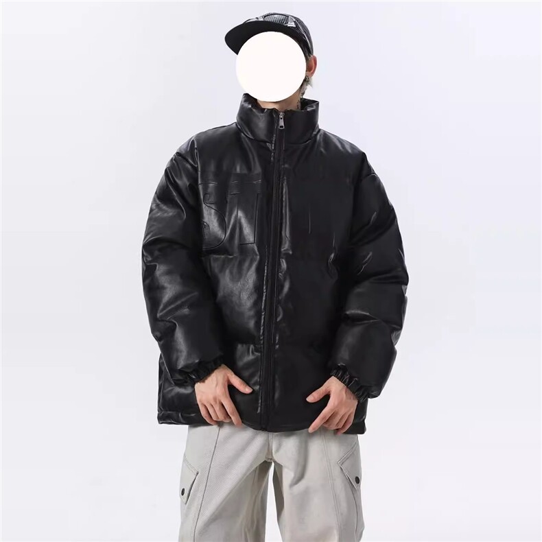 冬季立领pu皮钢印羽绒棉服男外套M2881P90直播,男装棉衣,星座1904A
