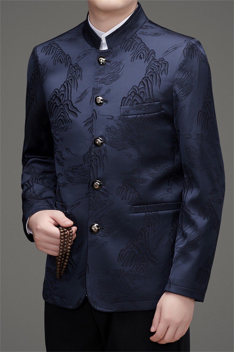主推新款高品质中山装西服外套男士中年风新中式唐装西服上衣,男装西服,钱塘723