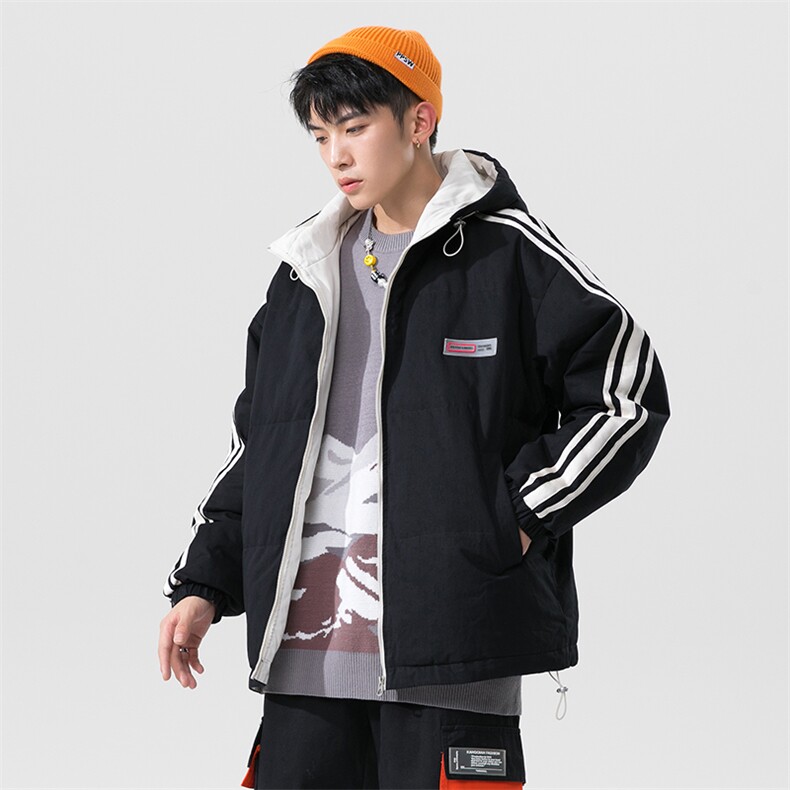 无影墙22冬季ins时尚潮流侧边条纹保暖立领羽绒服YR2026P135控158，男装羽绒服，电商A247-1
