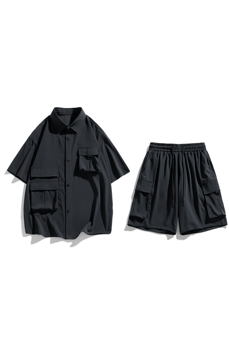 夏季套装男高品潮牌五分袖衬衫大码短裤两件套DSA157-1-C77-P85,男装衬衫,电商A157-1