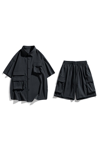 夏季套装男高品潮牌五分袖衬衫大码短裤两件套DSA157-1-C77-P85图片