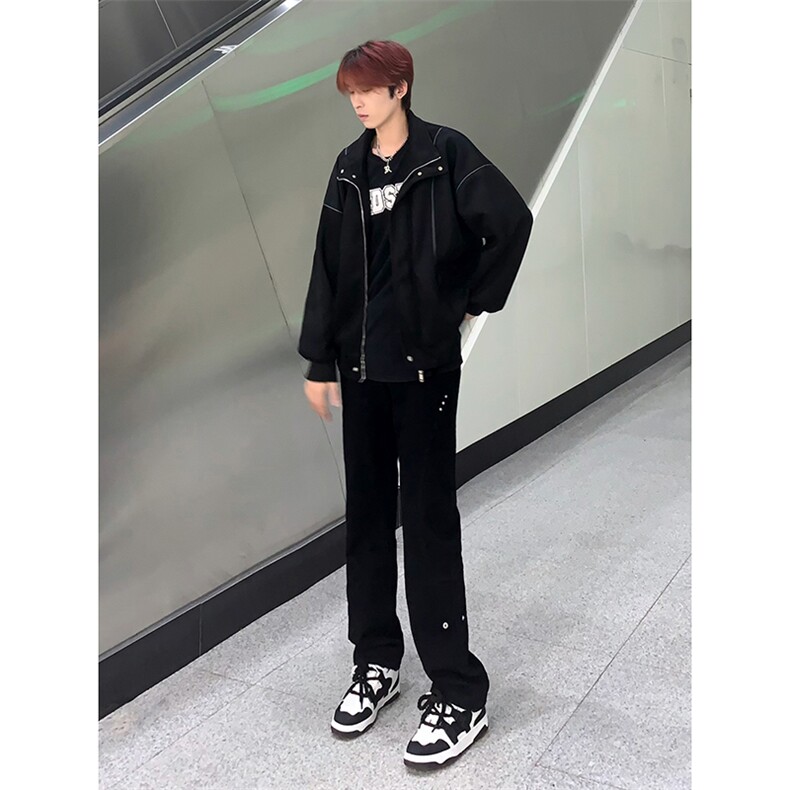 B221美式ins高街暗黑小众个性铆钉小脚牛仔裤LK23142-P65控88,男装牛仔裤,电商B221