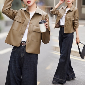 皮衣外套女春秋短款2025年新款欧货气质PU皮夹克高级感小个子上衣图片
