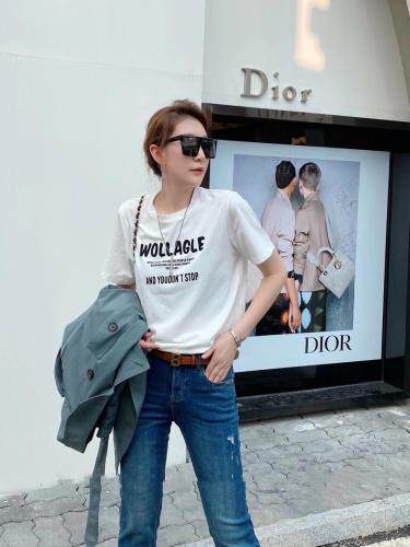 DG878时尚简约休闲风格字母印花百搭T，女装，L·H·X