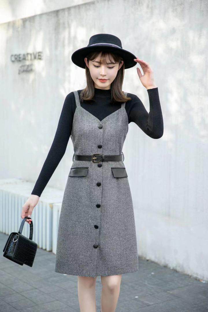 [现货]秋冬款两件套连衣裙，两色，三个尺码，女装连衣裙，依柏璐