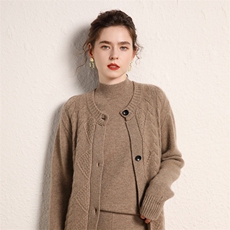 2024春秋装新款纯色时尚简约气质单排扣针织35%羊绒衫，女装羊绒衫，绒源之鑫