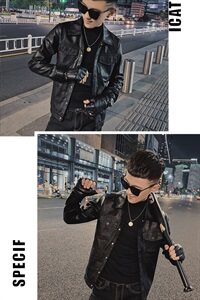 社会小伙修身机车服痞帅水洗皮衣翻领休闲夹克韩版D811-P118控148图片
