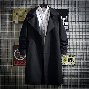 网格秋季时尚英伦风中长款风衣男秋季时尚外套FY92-p115 限138图片