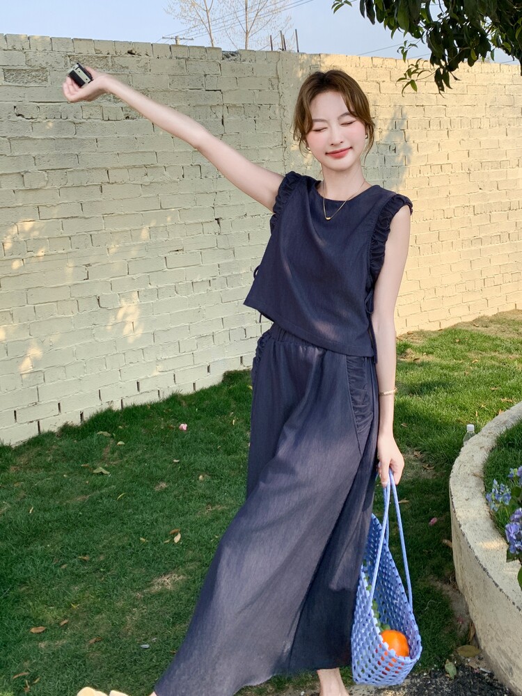 现货210-3239-P145-K208深蓝色无袖上衣套裙,女装套装/套裙,浙宝210（原浙宝191）