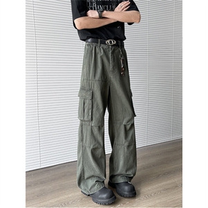 2025新款夏季多口袋褶皱伞兵工装裤微喇休闲男女现货K8454-P54图片