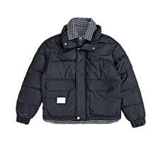 AY05/P138控178冬季社会小伙高级设计千鸟格假两件羽绒棉服黑首2，男装棉衣，星座305B-1