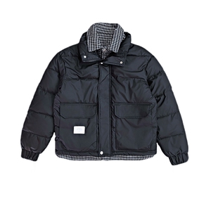 AY05/P138控178冬季社会小伙高级设计千鸟格假两件羽绒棉服黑首2图片