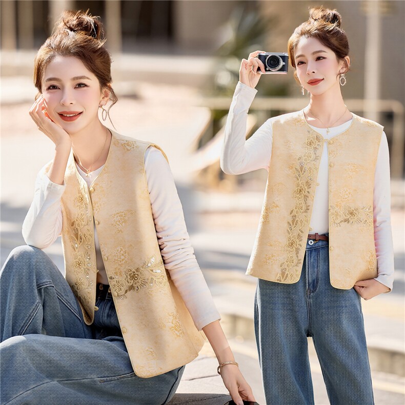 6303纽扣百搭圆领马甲2026年春季马夹外套，女装马甲，微微衣阁