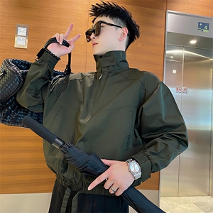 AF68/P115控155/秋季社会小伙复古半拉链高领休闲夹克外套男图首2图片