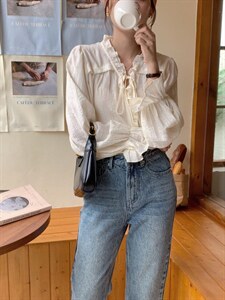 WC0014 褶皱系带荷叶边小衫,其它,BD