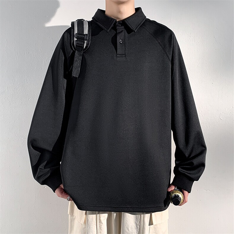 特批P35无差价2025港风翻领亨利领卫衣男大码潮流休闲卫衣W5057，男装卫衣，电商A001-1