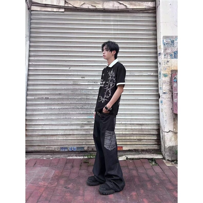 1506/QRB2850/P56港风潮男夏季新款嘻哈ins潮高街潮流痞帅长裤,男装休闲裤,星座1506