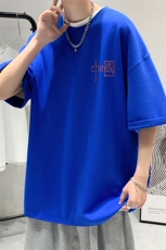 港风200g纯棉夏季休闲宽松新款T恤印花情侣T6016P25控38，男装T恤，电商A268A
