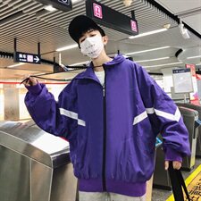 703-J秋季男式港风宽松夹克拼色休闲外套情侣，男装夹克，星座703