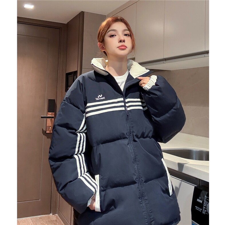 冬装中性美式条纹织带棉服刺绣logo棉衣休闲外套男女G1100P118,男装棉衣,电商A339