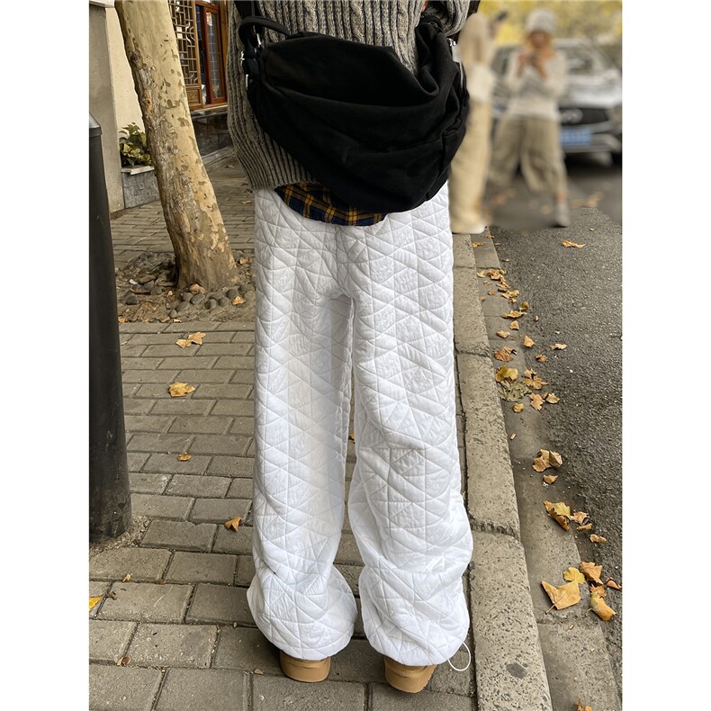 A165-K8785-P7598冬季棉裤不规则菱格压线夹棉宽松直筒休闲裤,男装棉裤,电商A165